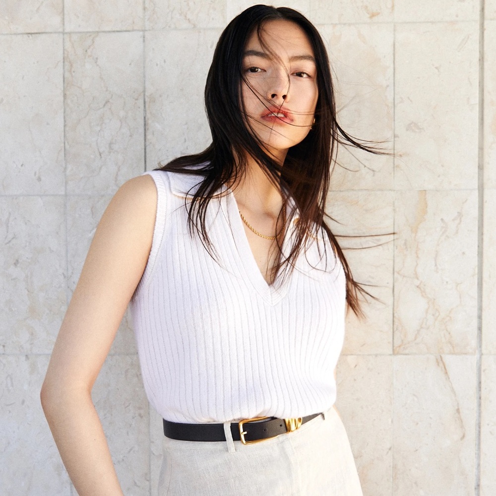 Reformation White Sleeveless Sweater